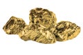 Golden nuggets close up isolated on white Royalty Free Stock Photo