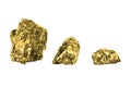 Golden nuggets close up isolated on white Royalty Free Stock Photo