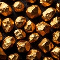 Golden nuggets on dark background, raw precious gold Royalty Free Stock Photo