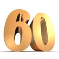 Golden number - 60 Royalty Free Stock Photo