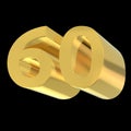 Golden number 60. Arabic numbers in isometric view. 3d render Royalty Free Stock Photo