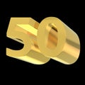 Golden number 50. Arabic numbers in isometric view. 3d render Royalty Free Stock Photo