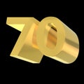 Golden number 70. Arabic numbers in isometric view. 3d render Royalty Free Stock Photo