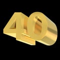 Golden number 40. Arabic numbers in isometric view. 3d render Royalty Free Stock Photo