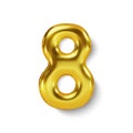 Golden Number Balloon 8 Eight. Vector realistic 3d character