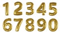 Golden 0-9 number balloons