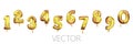 Golden Number Balloons 0 to 9. Foil and latex balloons. Helium ballons. Party, birthday, celebrate anniversary and