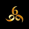 Golden 666- the number of the beast or angel symbol or devils number Royalty Free Stock Photo