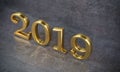 Golden number 2019 close up