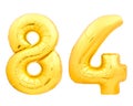 Golden Number 84 Eighty Four Made Of Inflatable Balloon