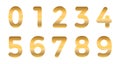 Golden number font set, modern gold numbers button - vector