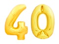 Golden number 40 forty made of inflatable balloon Royalty Free Stock Photo