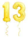 Golden number 1 made of inflatable balloon