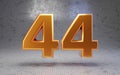 Golden number 44 on metal textured background