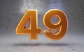 Golden number 49 on metal textured background