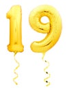 Golden number 1 made of inflatable balloon Royalty Free Stock Photo