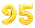 Golden number 95 ninety five made of inflatable balloon Royalty Free Stock Photo