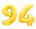 Golden number 94 ninety four made of inflatable balloon Royalty Free Stock Photo