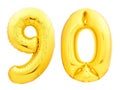 Golden number 90 ninety made of inflatable balloon Royalty Free Stock Photo