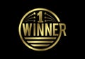 Golden number-one icon, Award, champion, winner, success concept abstract logo