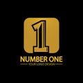 Golden Number one logo  icon vector illustration design isolated black background Royalty Free Stock Photo