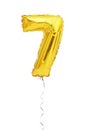 golden number 7 seven balloon isolated on white