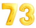 Golden number 73 seventy three made of inflatable balloon