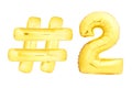 Golden number two with hashtag symbol