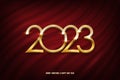 Golden 2023 number vector illustration. Merry Christmas and Happy new year banner template. Festive postcard, xmas Royalty Free Stock Photo