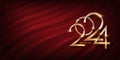 Golden 2024 number vector illustration. Merry Christmas and Happy new year banner template. Festive postcard, xmas Royalty Free Stock Photo