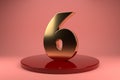 Golden number 6 wallpaper. 3d rendering. 3d illustrator