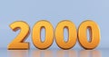 Golden number 2000 on white background. gold two thousand