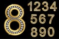 Golden numbers with diamonds, vector Royalty Free Stock Photo
