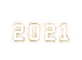 Golden 2021 numbers made of glitter