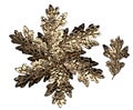 Golden oak leaf pattern stucco on a white background 3d rendering Royalty Free Stock Photo