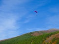 Golden October autumn, Balkan Mountains. Freedom, hike and fly. Nature background. Green, yellow, orange, red