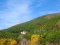 Golden October Autumn, Balkan Mountains. Freedom, Hike And Fly. Nature Background. Green, Yellow, Orange, Red