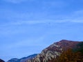 Golden October Autumn, Balkan Mountains. Freedom, Hike And Fly. Nature Background. Green, Yellow, Orange, Red