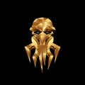 Golden octopus in a gas mask icon.