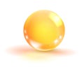 Golden oil ball. Yellow serum realistic drop