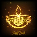 Golden Oil Lamp for Happy Diwali celebration.