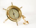 Golden old compass with anchor Royalty Free Stock Photo