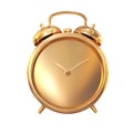 Golden old fashioned alarm clock on white background. Royalty Free Stock Photo