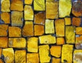 Golden old mosaic, large pieces as background Royalty Free Stock Photo