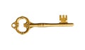 Golden old retro master key vintage isolated on white background with clipping path Royalty Free Stock Photo