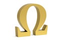 Golden Omega symbol isolated on white background