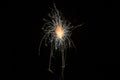 Golden orange amazing fireworks isolated in dark background close up, New Year, explode Royalty Free Stock Photo