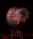 Golden orange amazing fireworks isolated in dark background close up with the place for text in Malta Royalty Free Stock Photo