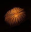 Golden orange amazing fireworks isolated in dark background close up with the place for text, Malta fireworks festival, 4 of Royalty Free Stock Photo