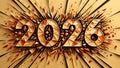 Explosive golden 2026 new year celebration graphic Royalty Free Stock Photo
